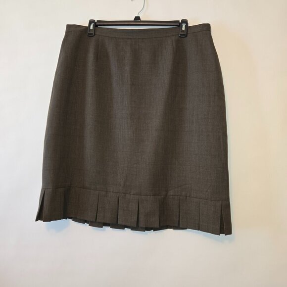 Jones Studio Brownish Gray Pleated Hem Lined Midi Skirt Plus Sz 22W - Picture 1 of 13